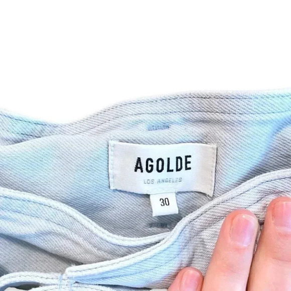NWT AGOLDE Riya Belted Paperbag Mom Jeans in Connie Blue Light Wash Size 30 - Picture 9 of 12